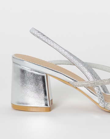 Canberra Strappy Diamante Low Block Heels - Extra Wide Fit (EEE)