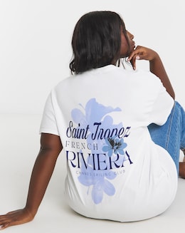 White Saint Tropez Back Graphic T-Shirt
