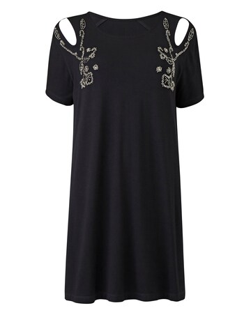Embelished Cut Out Shoulder Tunic