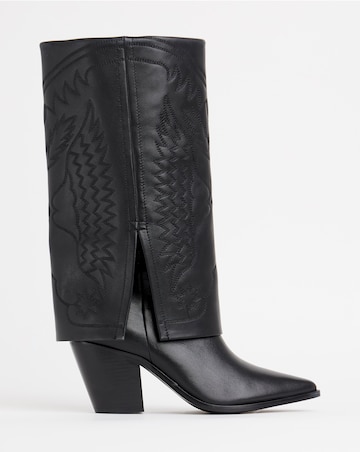 Mara Leather Embroidered Cuff Western Boots - Extra Wide Fit (EEE) & Curvy Calf