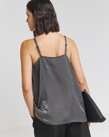 Grey Lace Trim Velvet Satin Sleeveless Cami