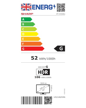 Sharp 4T-C43GK4245KB 43in Smart Ultra HD Tivo LED TV