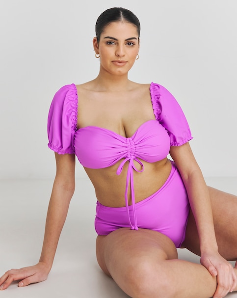Katerini Bikini Top With Detachable Puff Sleeves