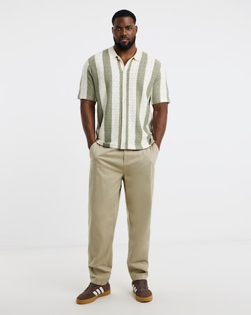 Jack & Jones Tyler Stripe Knitted Polo - Cream/Green