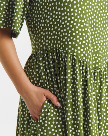Green Spot Print Supersoft Midi Dress