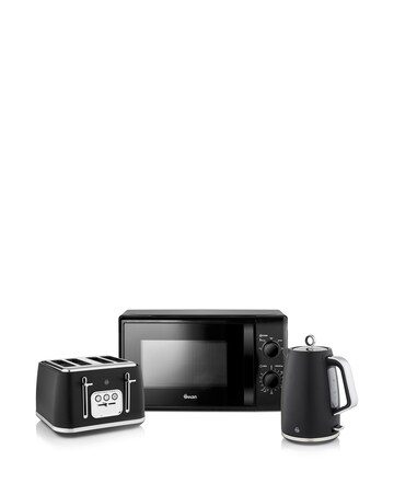 Tower Kettle, 2 Slice Toaster & Microwave Bundle - Black