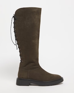 Bonn Lace Up Back Flat Knee High Boots - Extra Wide Fit (EEE) &amp; Standard Calf