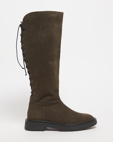 Bonn Lace Up Back Flat Knee High Boots - Extra Wide Fit (EEE) & Standard Calf