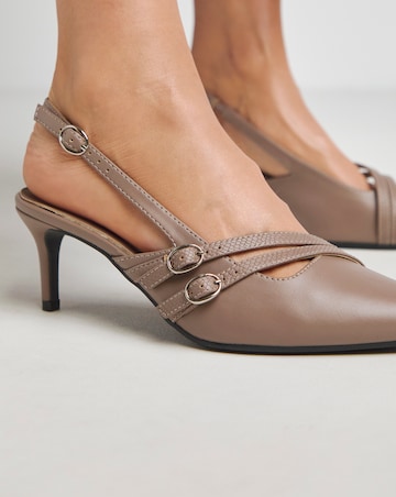 Montana Buckle Detail Kitten Heel Slingbacks - Wide Fit (E)