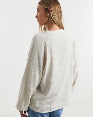 Simply Be Stone Cheesecloth Boxy Shirt