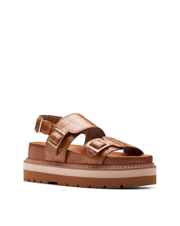 Clarks Orianna Croc Leather Glide Buckle Sandal Standard Fit