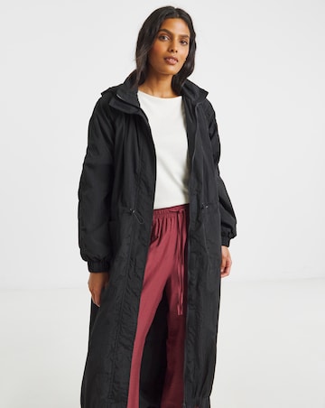 Black Pocket Detail Parachute Parka