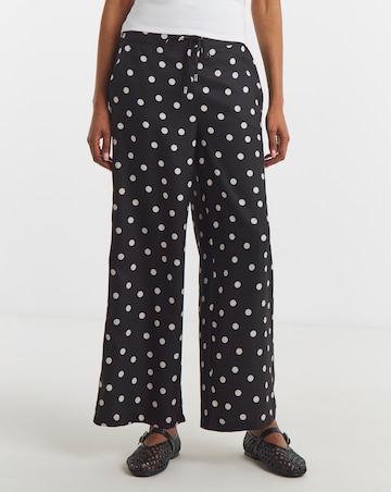 Spot Print Textured Wide Leg Trouser