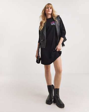 Black Back Print Rock T-Shirt Dress