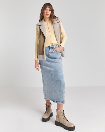 Simply Be Buttermilk Exposed Seam Rib Top
