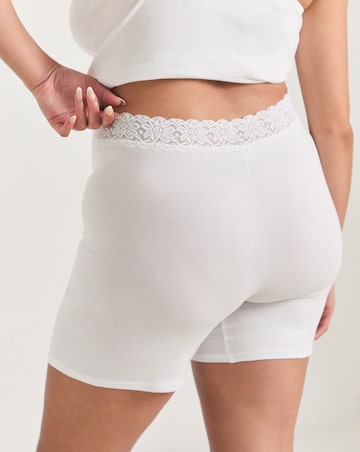 Pretty Secrets (2 Pack) Lace Trim Cotton Comfort Shorts White/Black