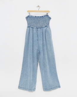 Simply Be Light Wash Lyocell Bandeau Jumpsuit