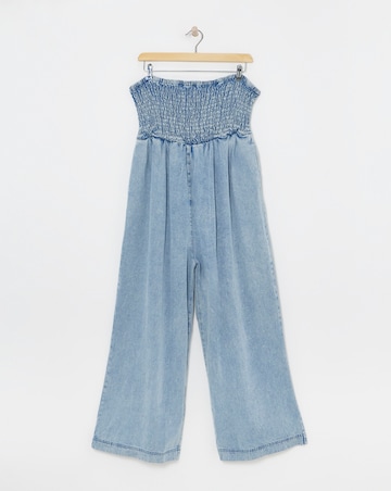 Simply Be Light Wash Lyocell Bandeau Jumpsuit