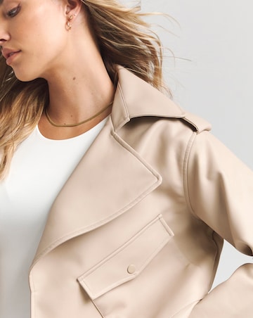 Simply Be Tan Cropped Faux Leather Trench