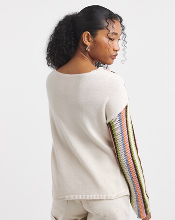 Native Youth Multi Stripe Cut Out Detail Knitted Top