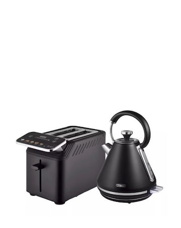 Tower Mirage 1.7L Variable Kettle Black and 2 Slice Digital Toaster Black