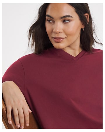 Burgundy & Rose 2 Pack High V Neck Slim Fit T-Shirts