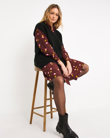 Mixed Animal Print Button Through Shirt Dress