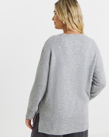 Cosy Yarn Grey Marl V-Neck Tunic