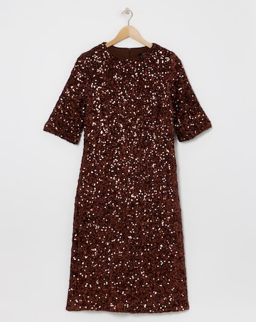 Joanna Hope Copper Sequin T-Shirt Dress