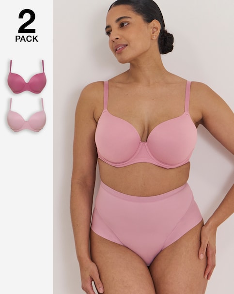 Pretty Secrets (2 Pack) Smoothing Microfibre T-Shirt Bras (B-F)