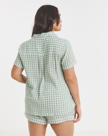 Gingham Soft Cotton Button Through Pyjama Short Set