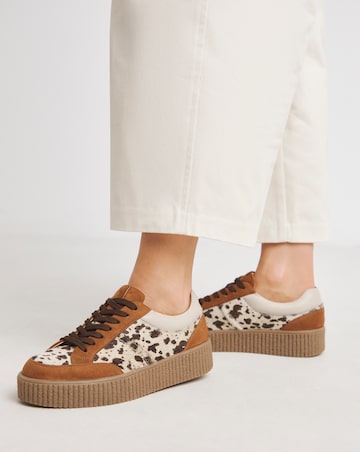 Beth Leather Chunky Lace Up Trainer - Wide Fit (E)