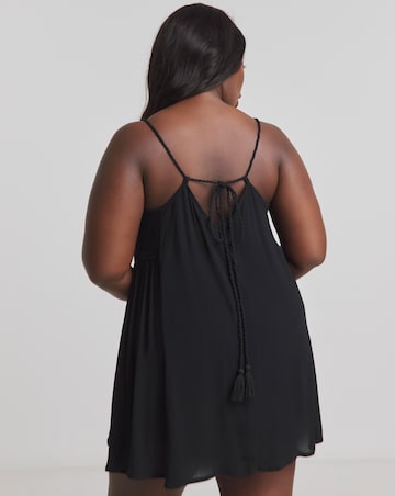 Beach to Beach Black Strappy Mini Beach Dress
