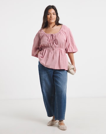 Red Check Short Sleeve Blouse