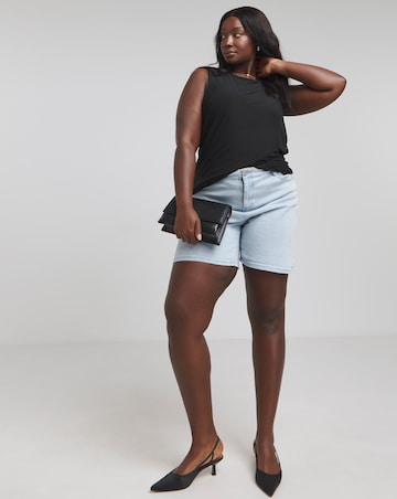 Black Mesh Longline Sleeveless Top