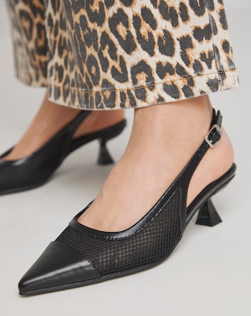 Vida Pointed Mesh Slingback Kitten Heels - Extra Wide Fit (EEE)