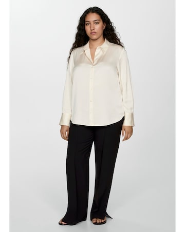 Mango Ideale Satin Cream Shirt