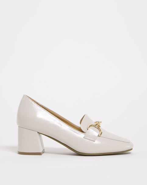 Flexible Block Heel Loafer with Trim - Wide Fit (E)