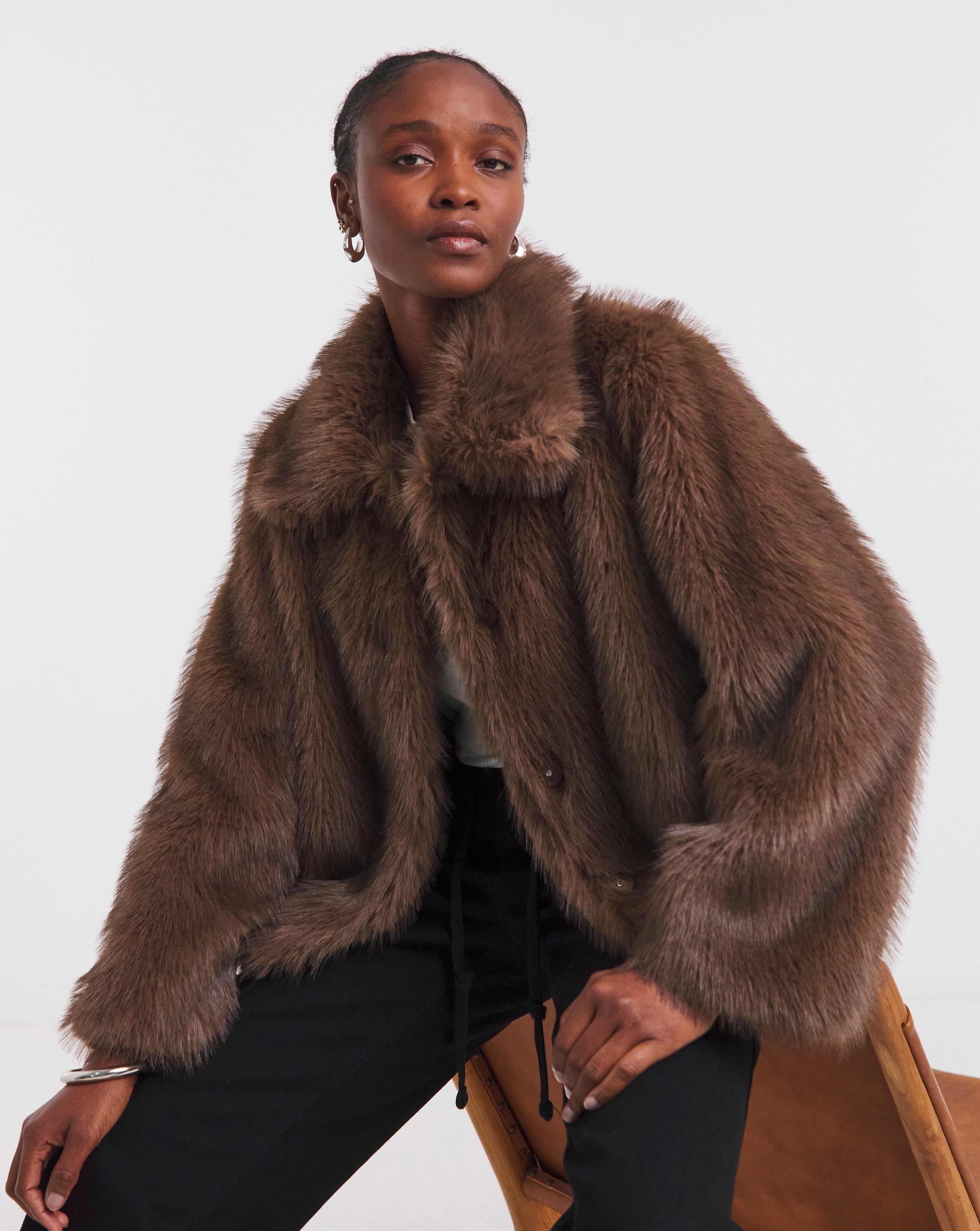 Simply Be Chocolate Short Faux Fur Coat | Fashion World