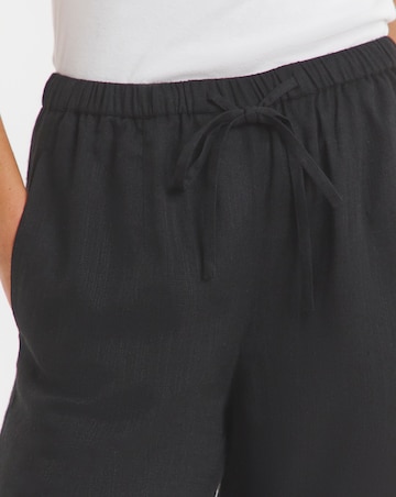 Simply Be Black Tie Waist Linen Mix Barrel Leg Trouser