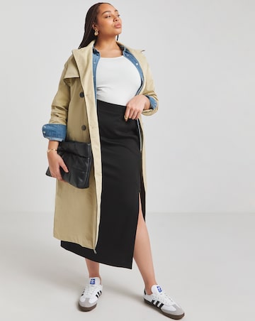 Simply Be Black Ponte Wrap Midaxi Skirt