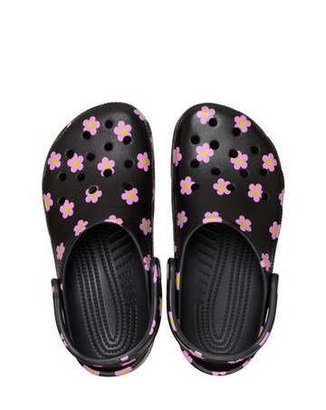 Crocs Black/Pink Classic Flower Clog - Standard Fit