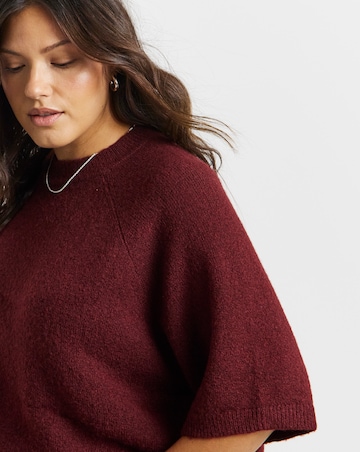 Cosy Yarn Wine Short Sleeve Boxy Knitted T-Shirt