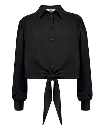 Ro&Zo Satin Tie Front Shirt