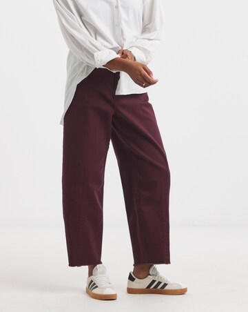 Burgundy Comfort Stretch Dart Detail Barrel Leg Jeans