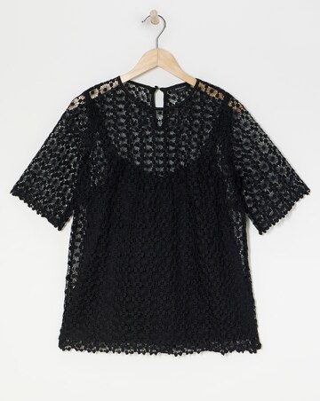 Short Sleeve Lace Top With Cami