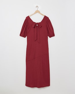 Rose Textured Jersey Asymmetric Seam Maxi Dress