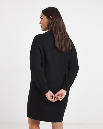 Cosy Yarn Black Crew Neck Mini Dress