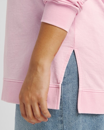 Pink Acid Wash Side Split Hoodie
