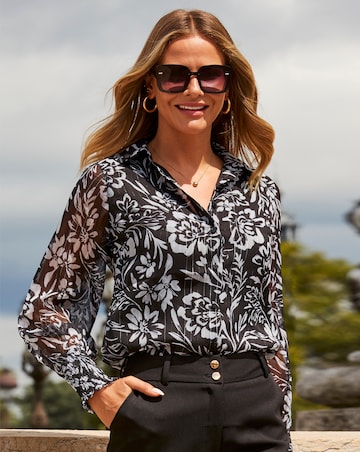 Sosandar Lurux Stripe Floral Blouse